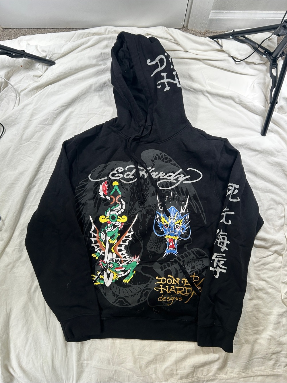 Ed Hardy Black Graphic Dragon Hoodie
